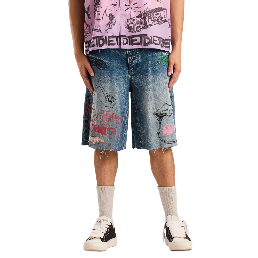 Diet Starts Monday Doodle Denim Shorts