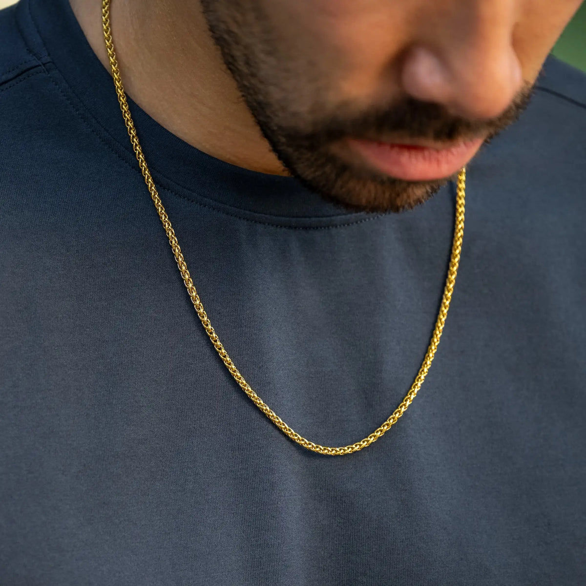 Wheat Chain Necklace, 3MM - 14K Gold