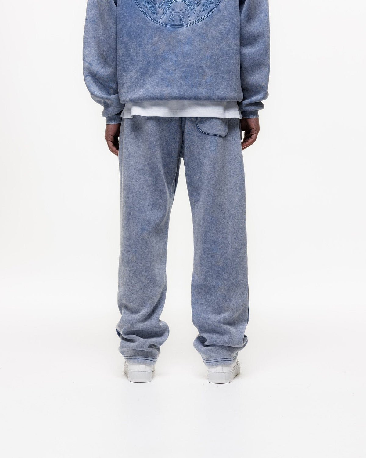 Magiri Embroidered Acid Wash Joggers 'Washed Blue' — Washed Blue — Size S — Detail View