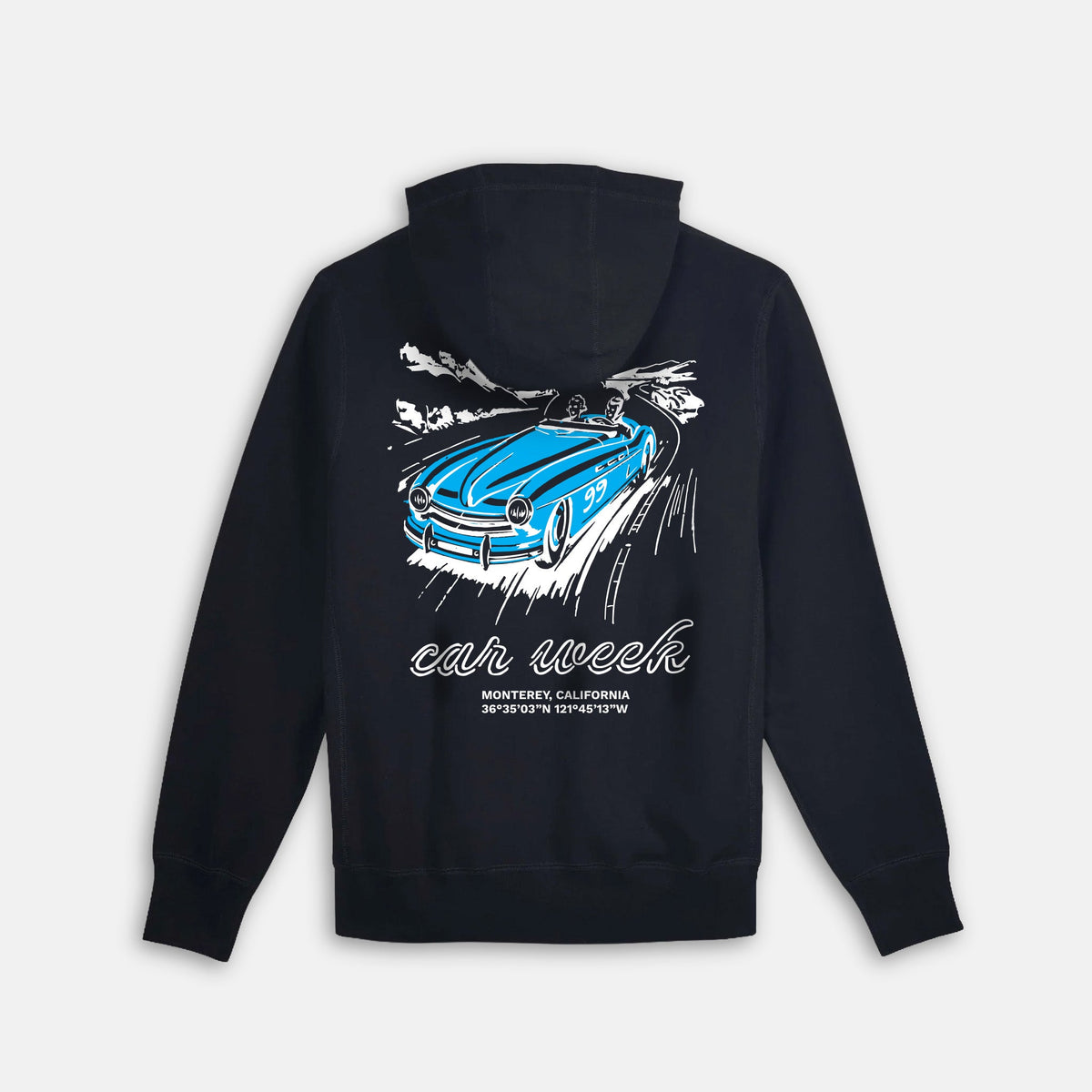 Car Week Retro Pullover Hoodie - Black