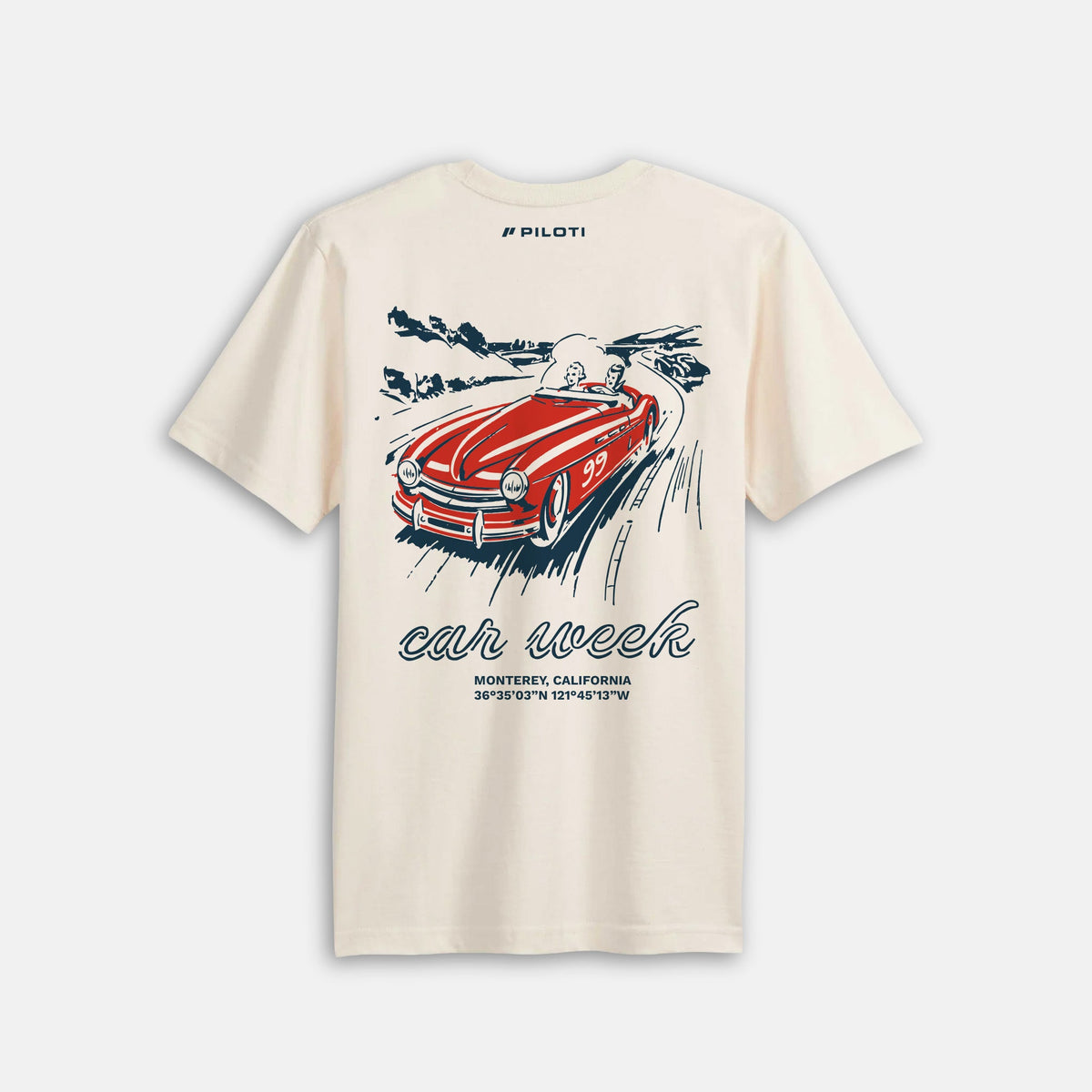 Car Week Retro T-Shirt - Natural