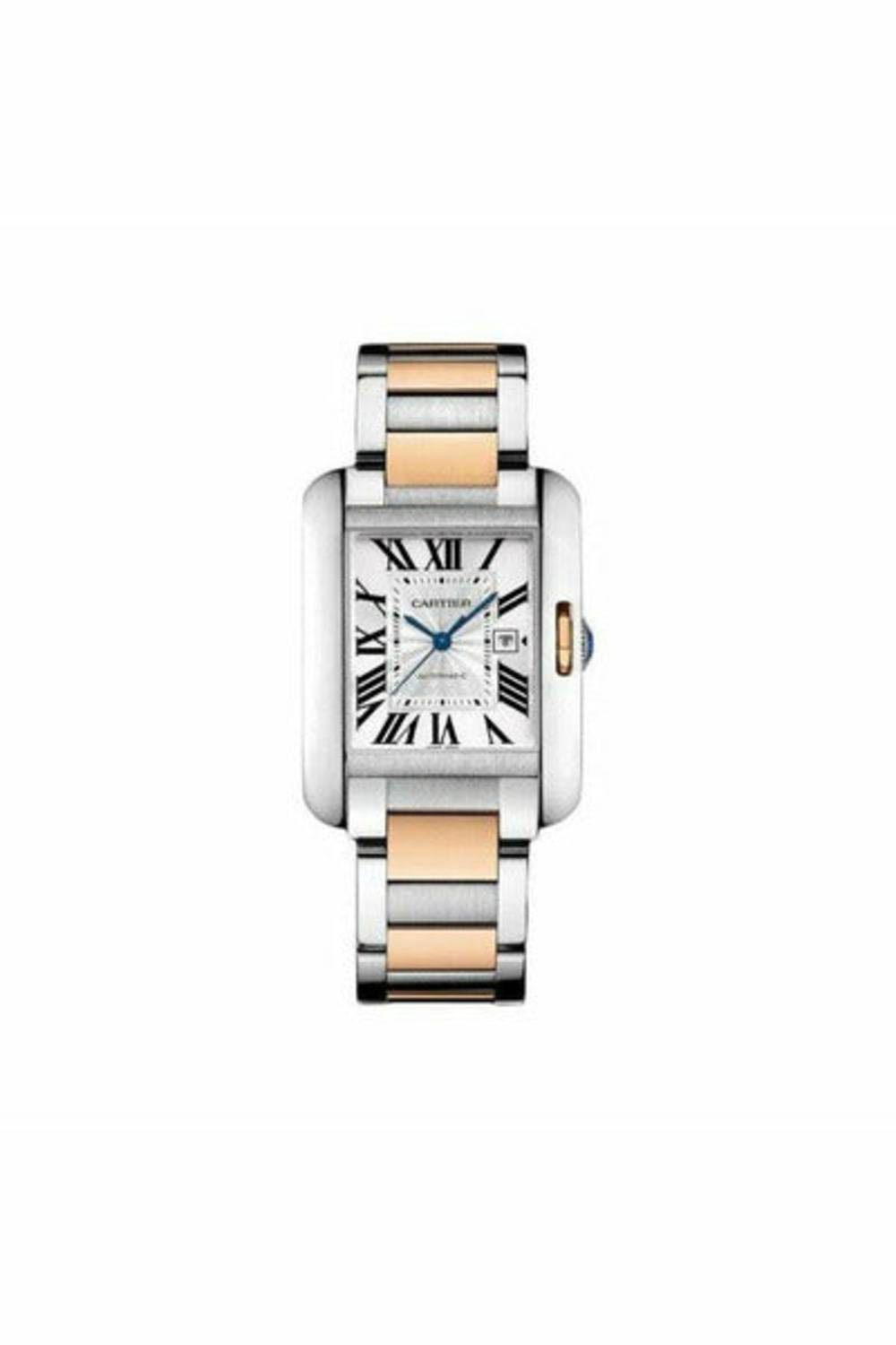 cartier tank anglaise medium stainless steel & rose gold 39.2mm x 29.8mm ladies watch