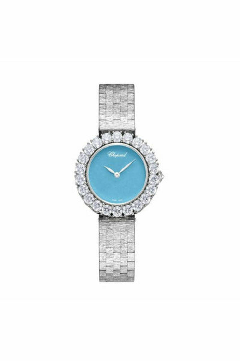 chopard l'heure du diamant 30mm white gold diamond turquoise dial ref. 10a378-1004