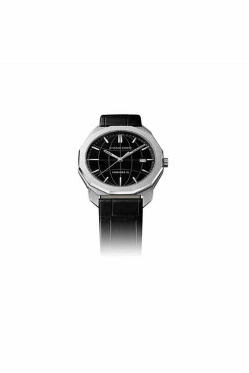 concord mariner quartz steel black galvanic dial 40mm men's watch