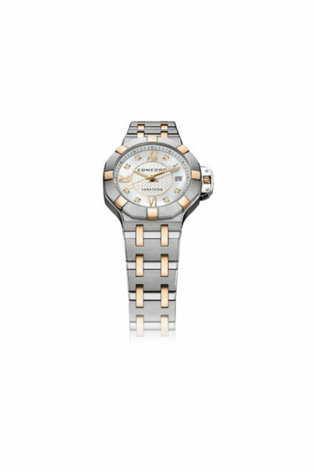 concord saratoga stainless steel and rose gold 28mm