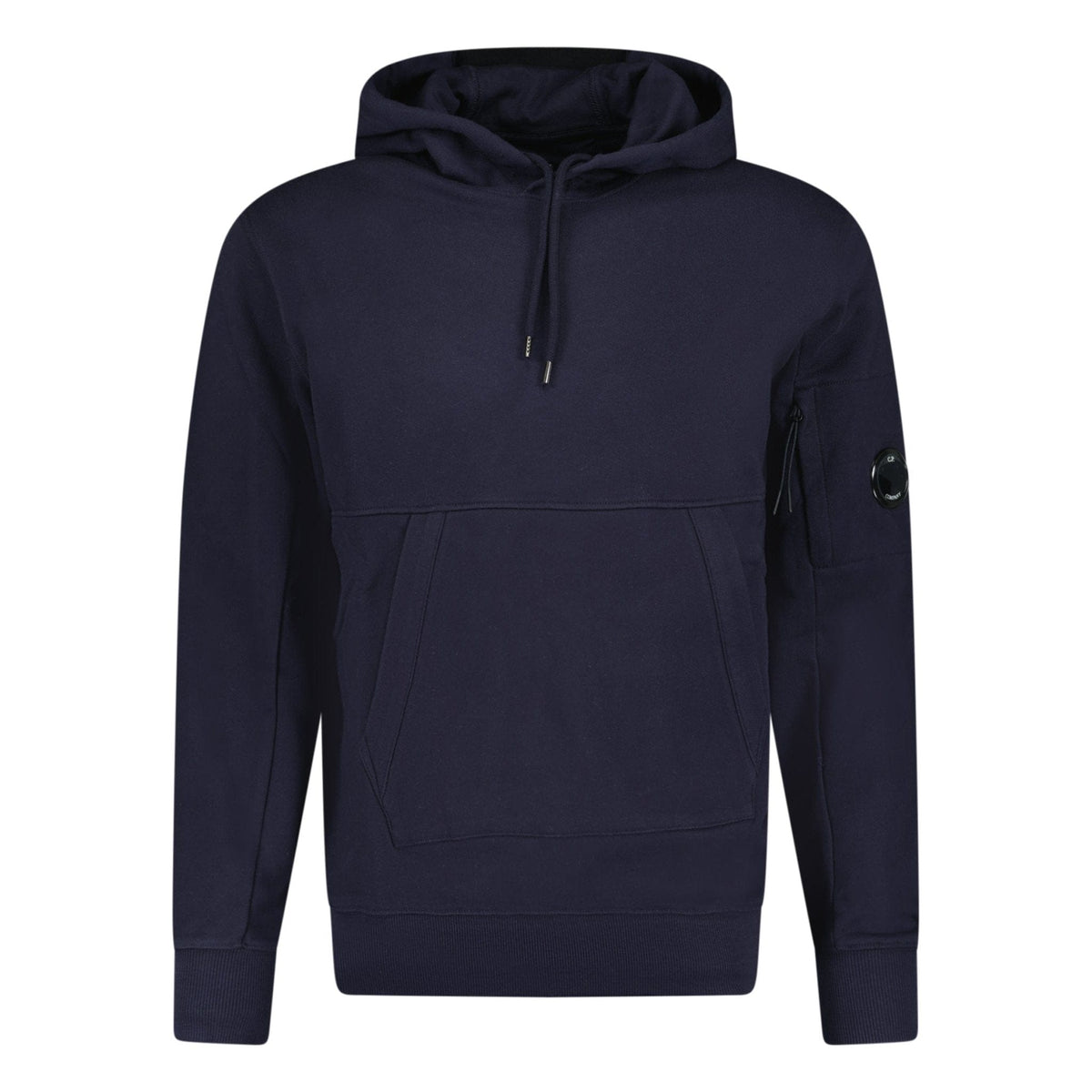 CP Company Lens Diagonal Raised Hooded Fleece Navy — S — Front View