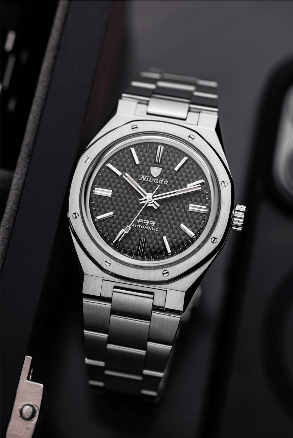 Nivada Grenchen F77 Black No Date
