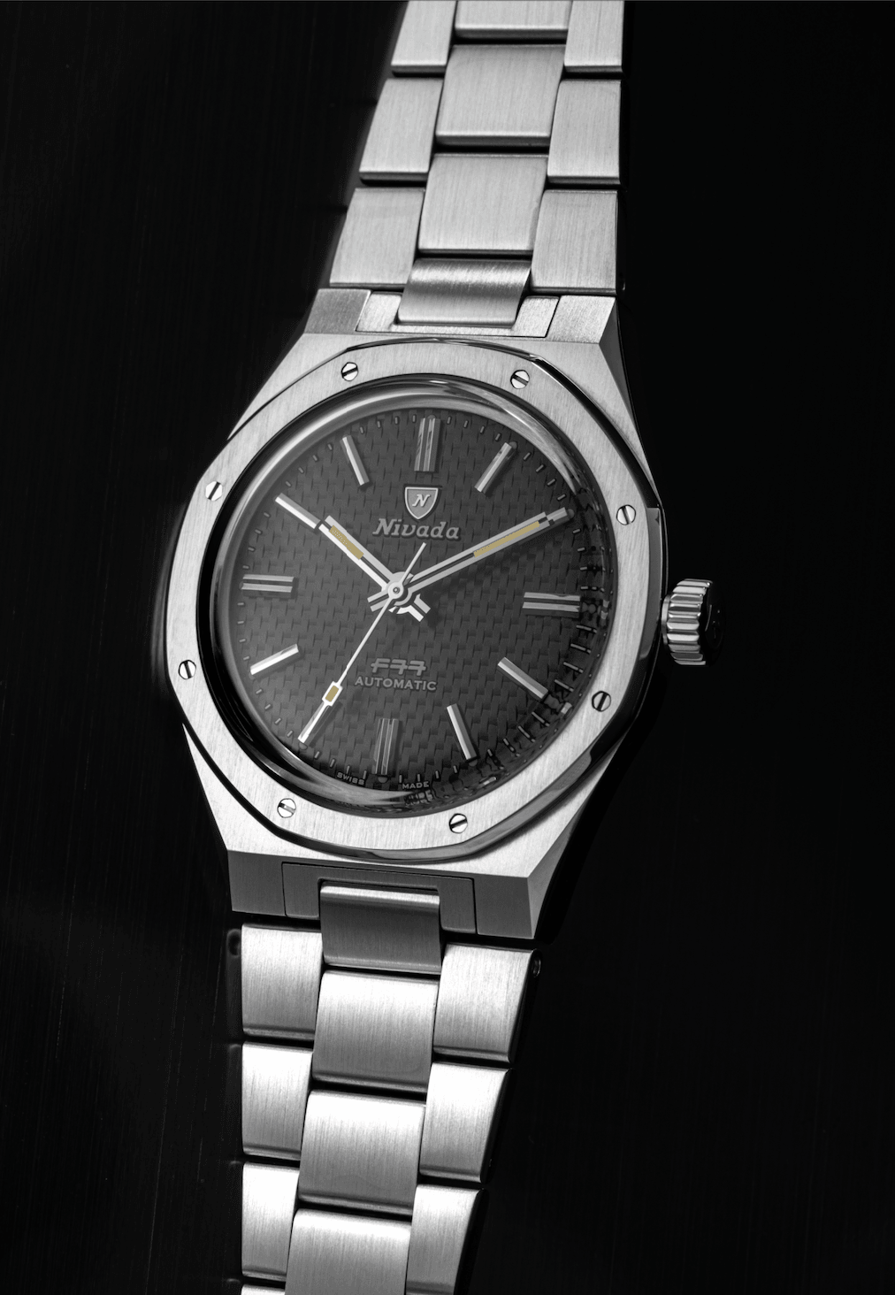 Nivada Grenchen F77 Black No Date