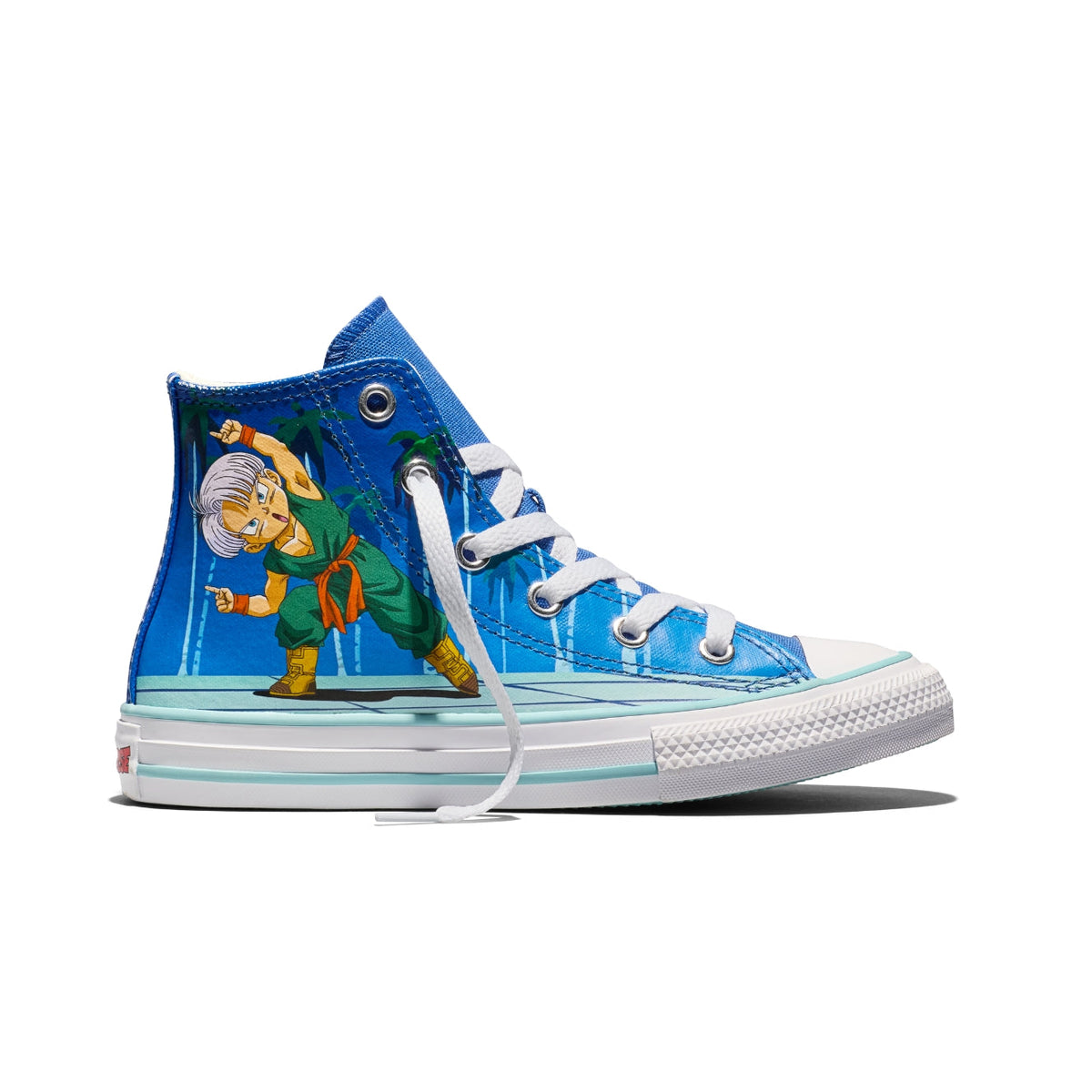 Converse Dragon Ball Z Chuck Taylor All Star Fusion in Leisure Time/White/Lapis Blue — textile upper with color-popped outsole, custom ankle patches, and cobranded details