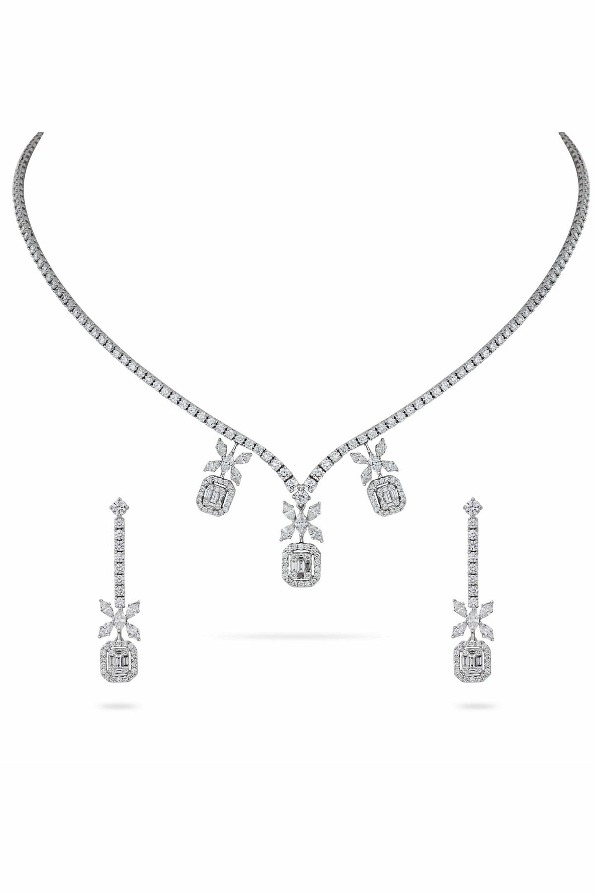 illusion necklace with matching earrings