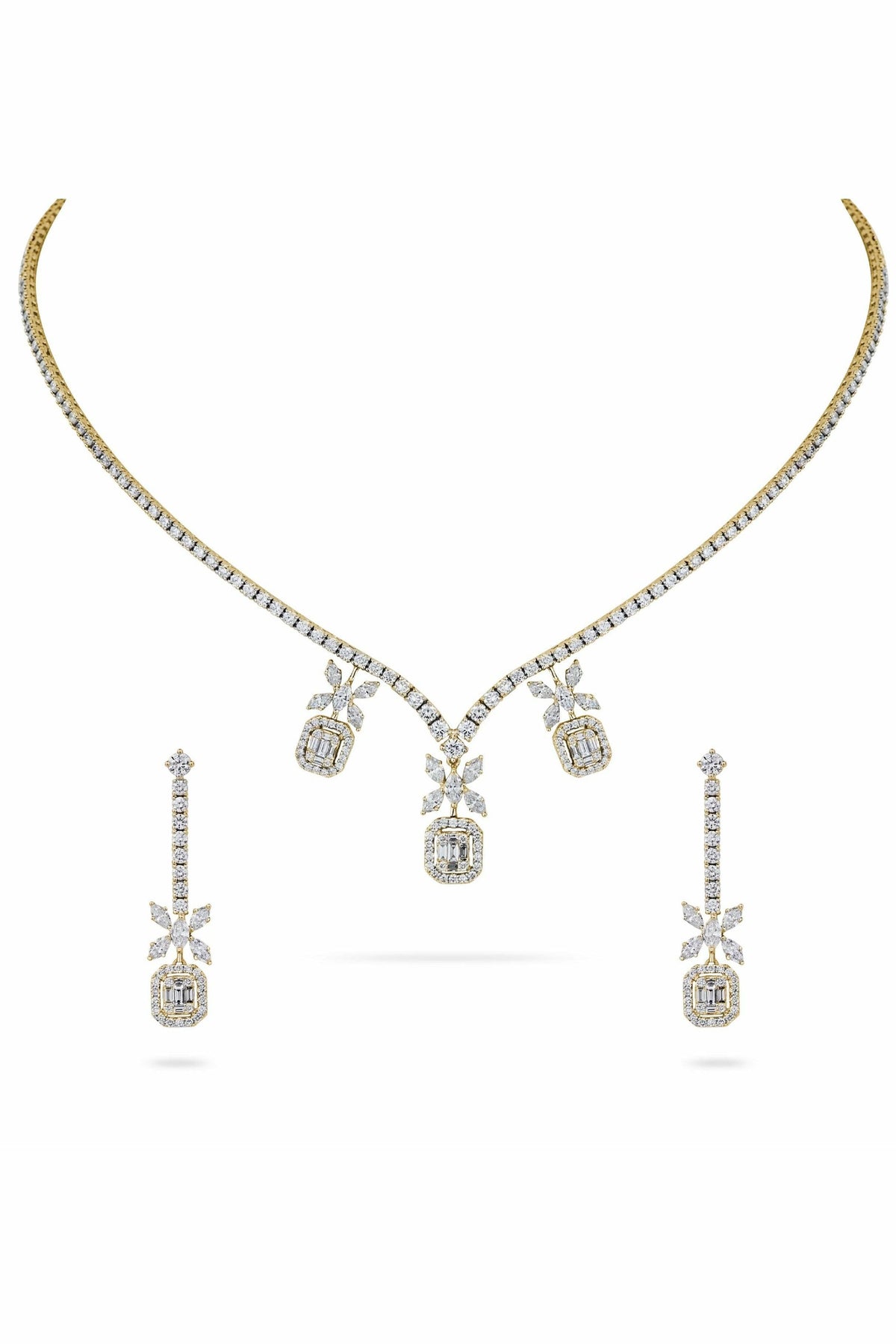 illusion necklace with matching earrings
