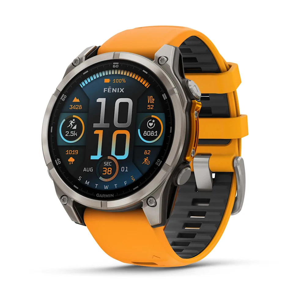 Garmin Fenix 8 47 mm (AMOLED Sapphire, Titanium Bezel, Spark Orange/Graphite Silicone Band)