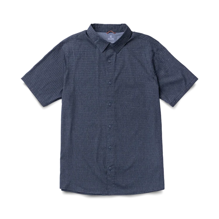 Roark Bless Up Shirt in Navy with breathable perforated stretch fabric and moisture-wicking Tactel nylon construction.