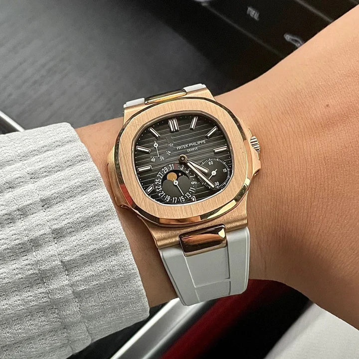 Tempomat -FKM Vulcanized Grey Rubber Strap for Patek Nautilus