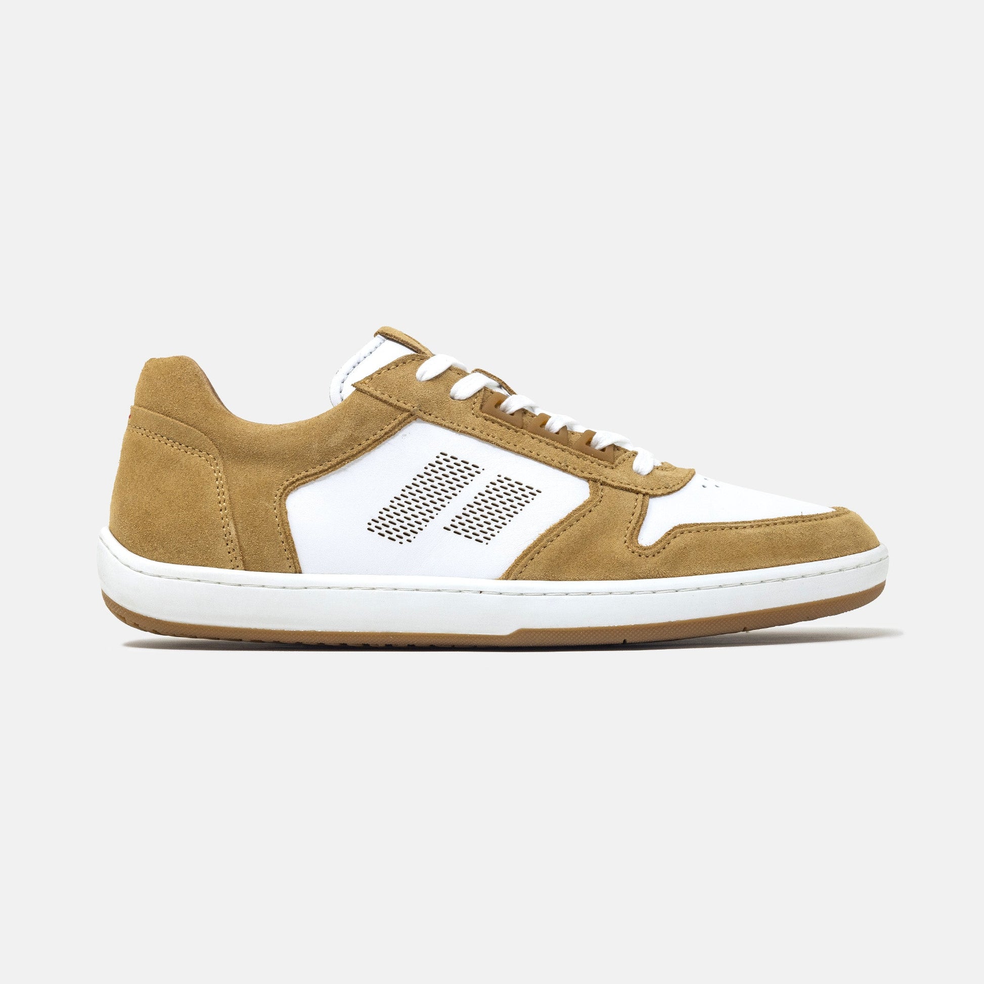 Men's Drift Driving Shoes in White/Tan, lateral view