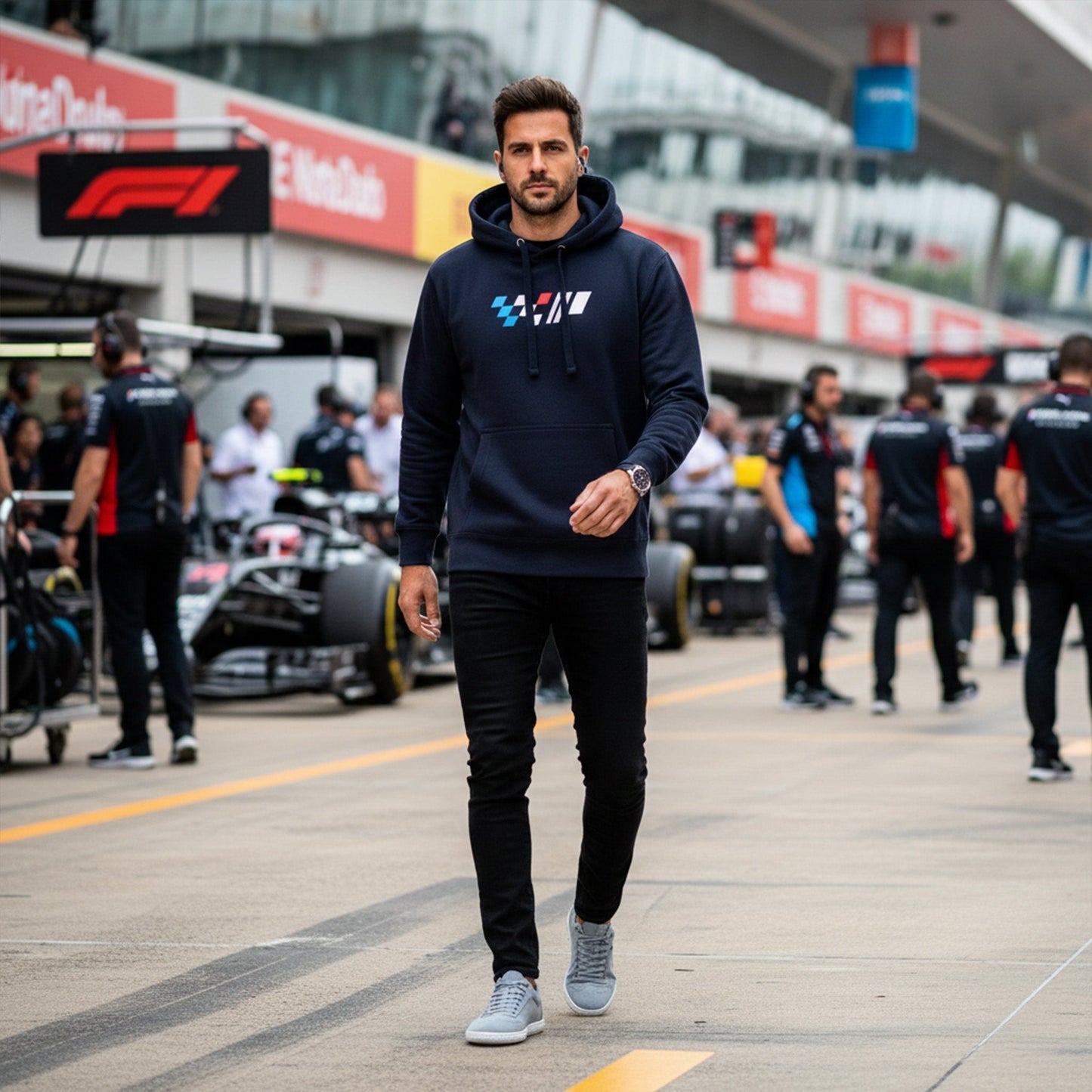 Checkered Hoodie - Navy