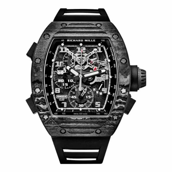 Richard Mille Rm 004 V3 Ca Split Seconds Chronograph Ntpt Carbon 49mm Black Rubber Straps Men’s Watch