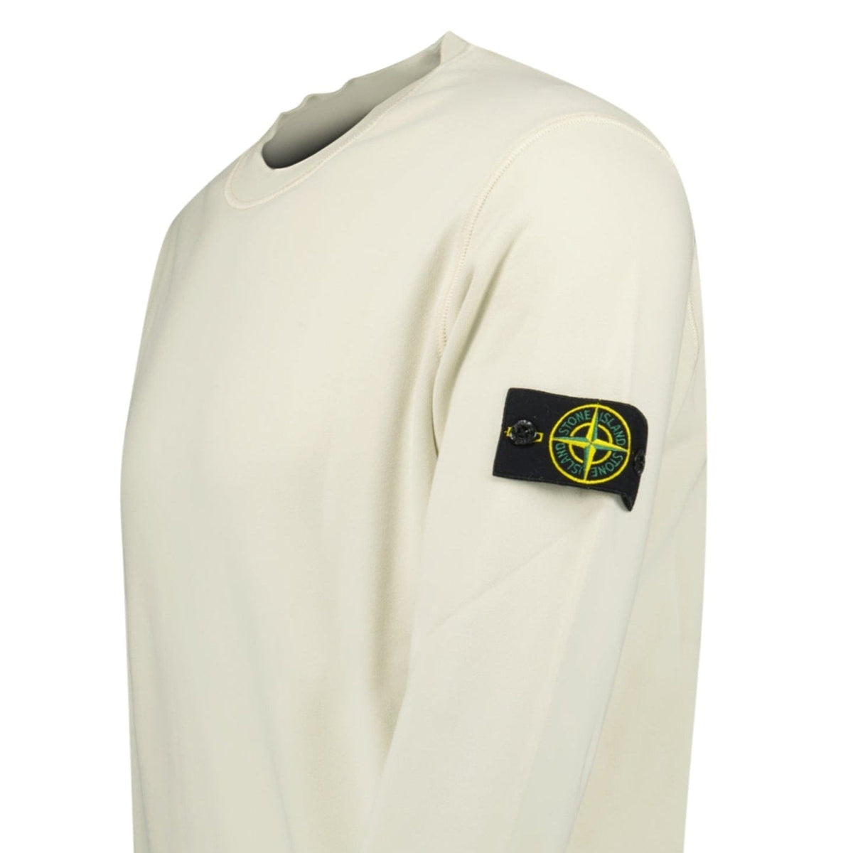 Stone Island Compass Badge Organic Cotton Crewneck Sweatshirt Sand — S — Back View