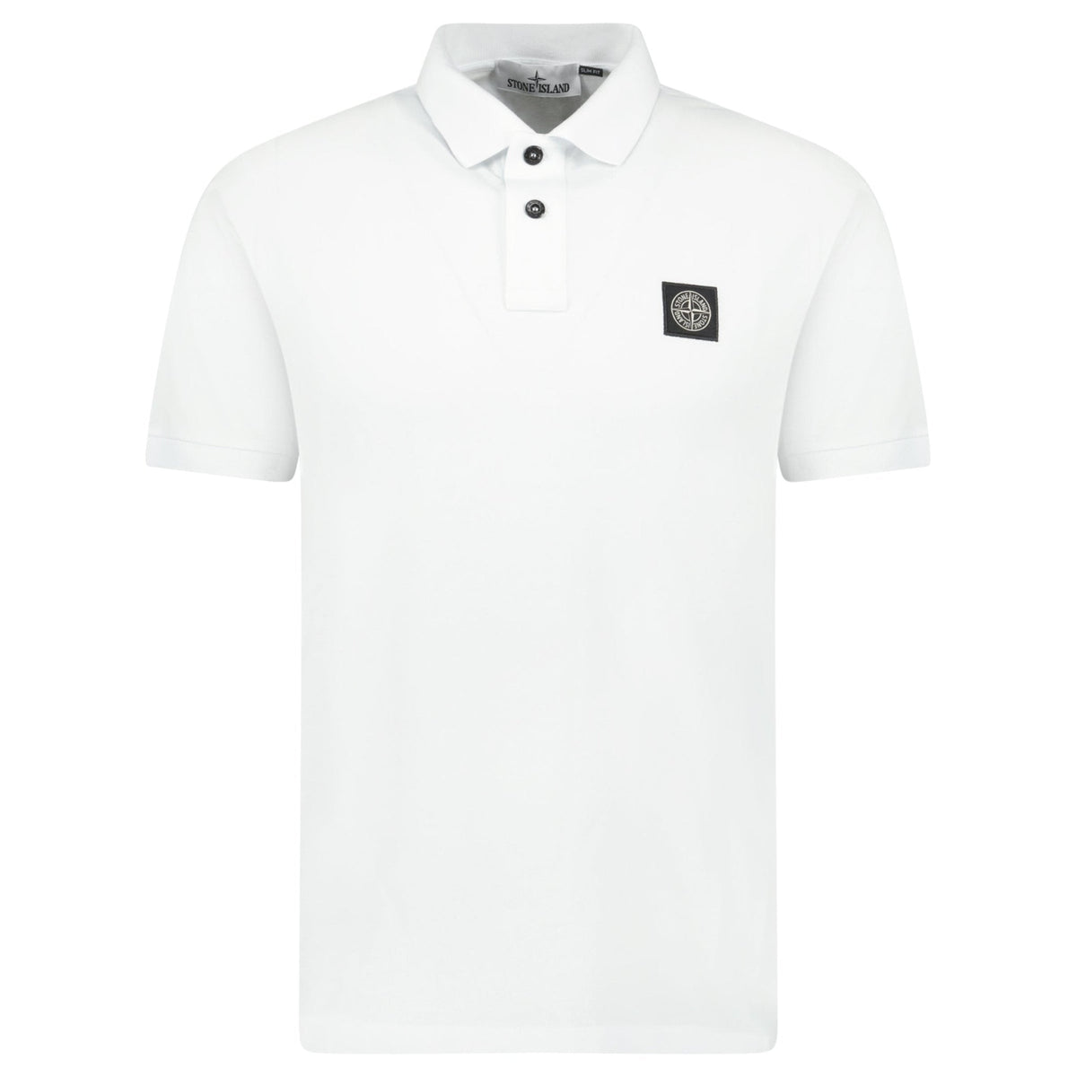 Stone Island Compass Badge Polo T-Shirt Slim Fit White — S — Front View