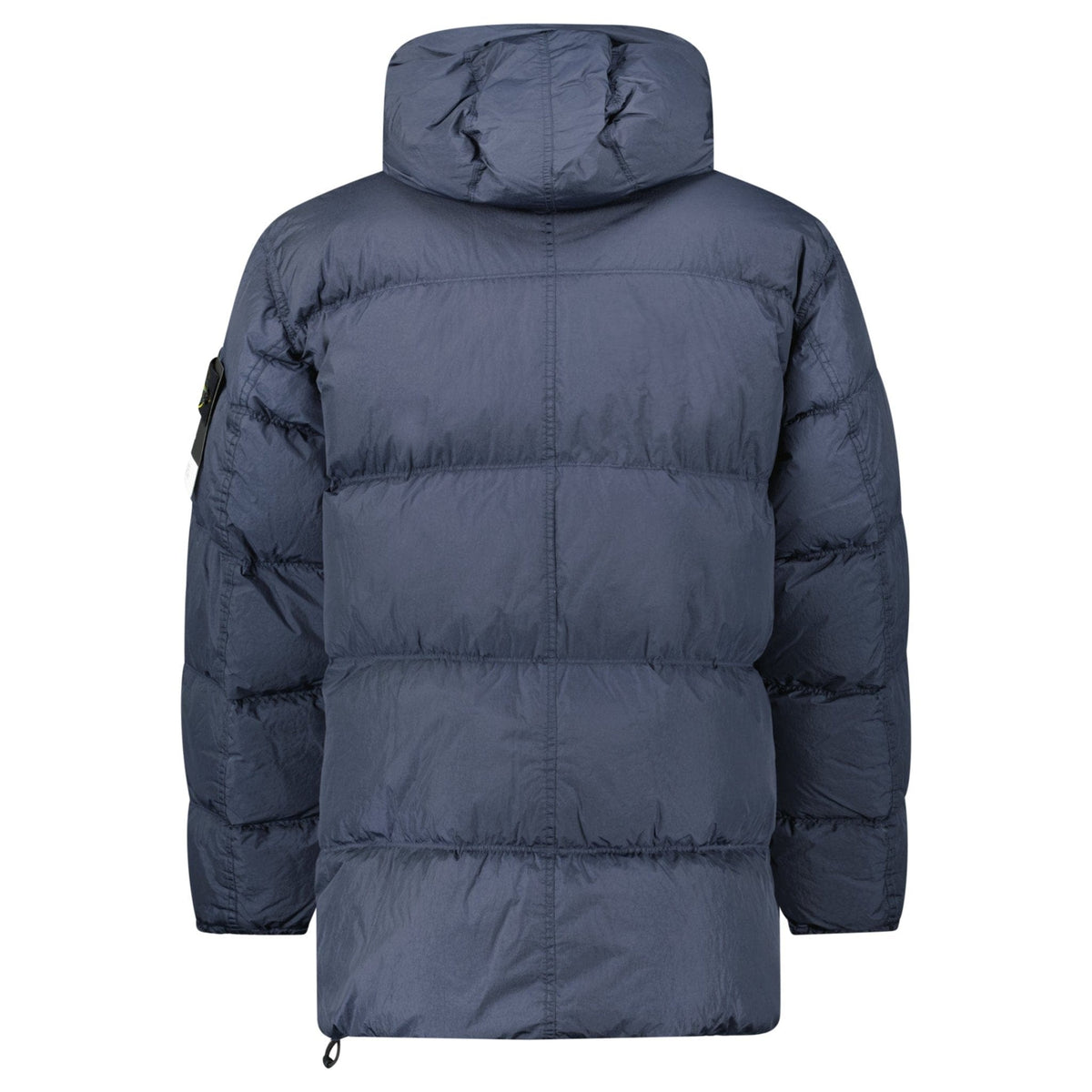 Stone Island Hooded Down Crinkle Reps NY Jacket in Navy — S — Back View