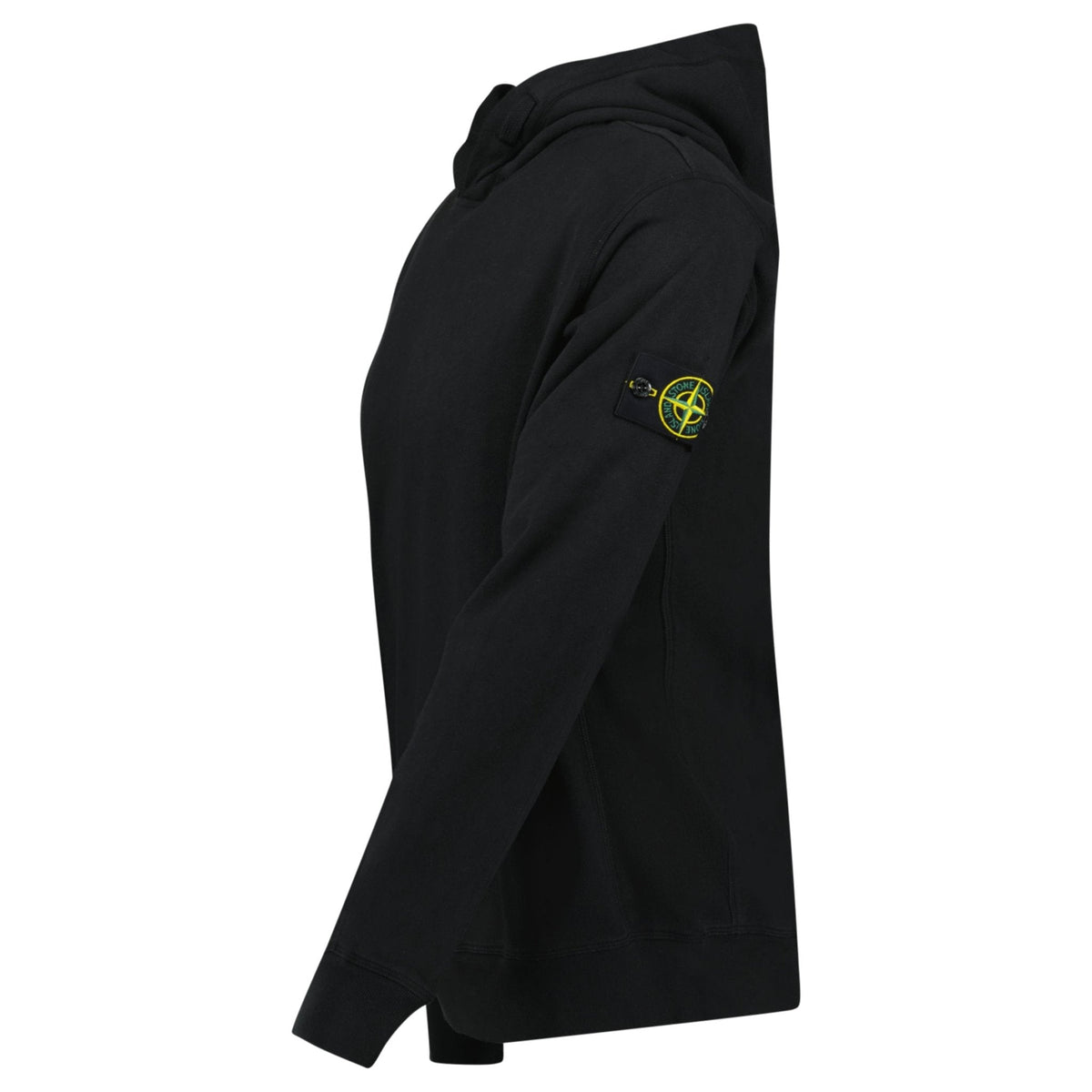 Stone Island ‘Old’ Treatment Hooded Sweatshirt In Black — S — Side View