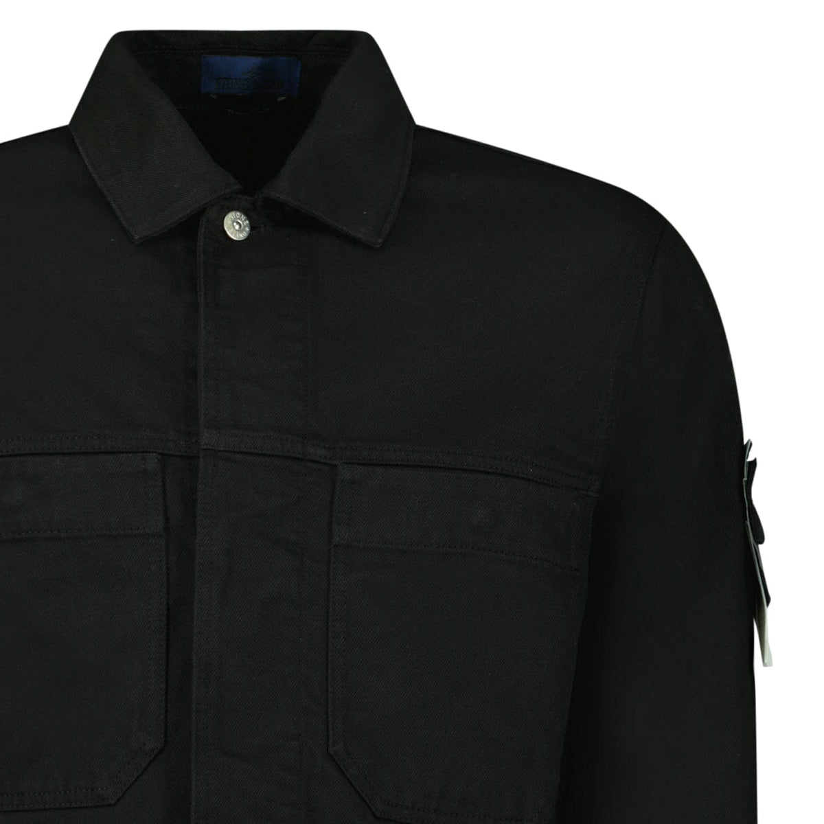 Stone Island Bull Denim-TC Coach Jacket in Black — S — Detail View