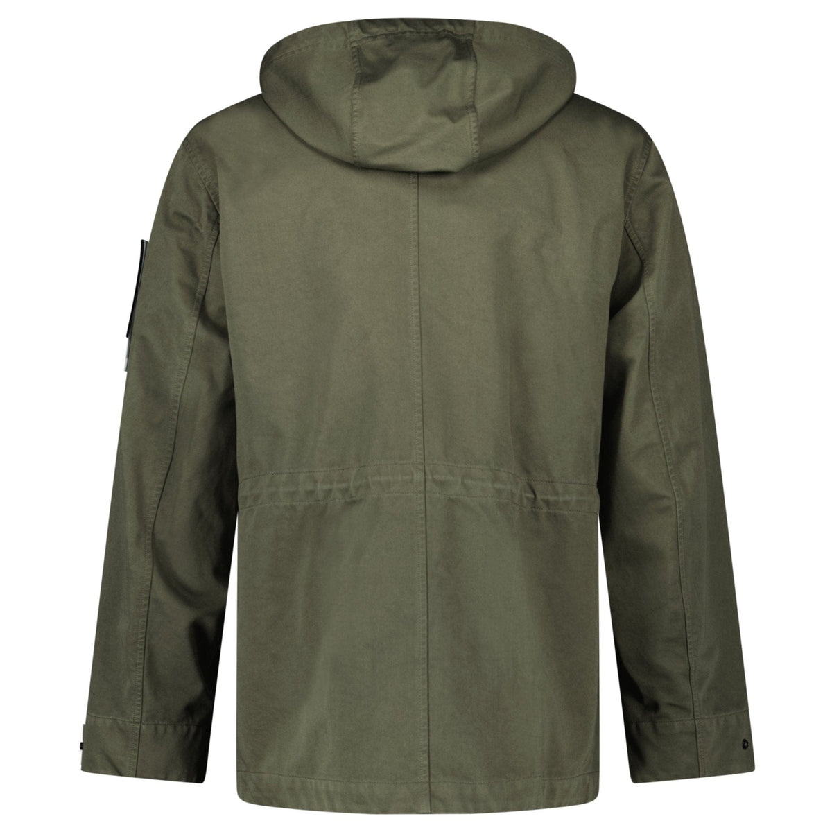 Stone Island Drawstring-Hood Regular-Fit Cotton Jacket in Military Green — S — Back View