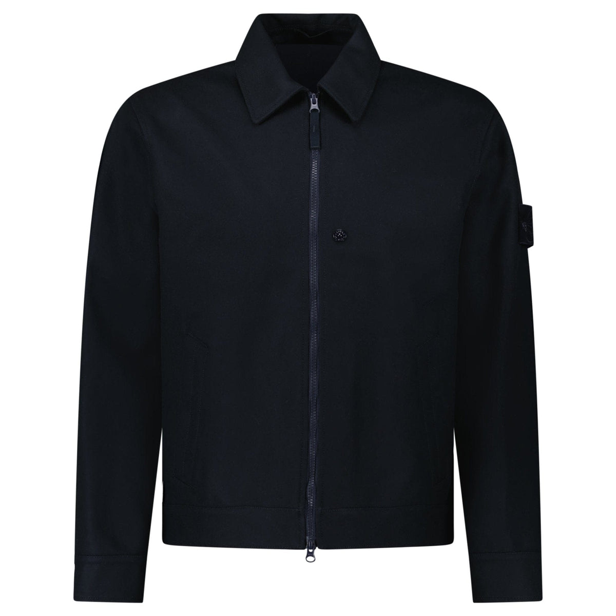 Stone Island Ghost Zip-Up Overshirt in Navy — S — Front View