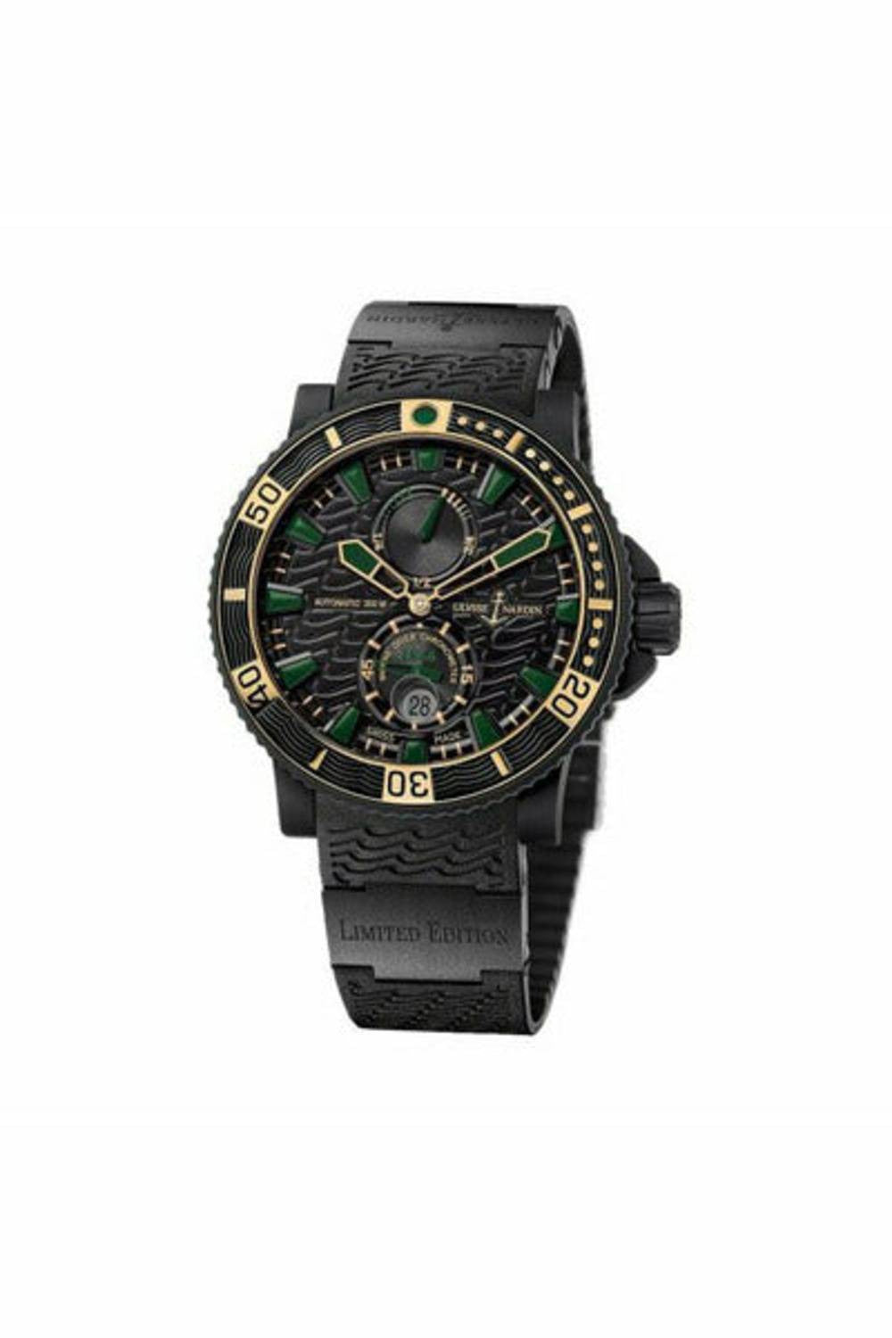 ulysse nardin maxi marine diver black sea 45.8mm rubber clad stainless steel men's watch ref. 263-92le-3c/928-rg