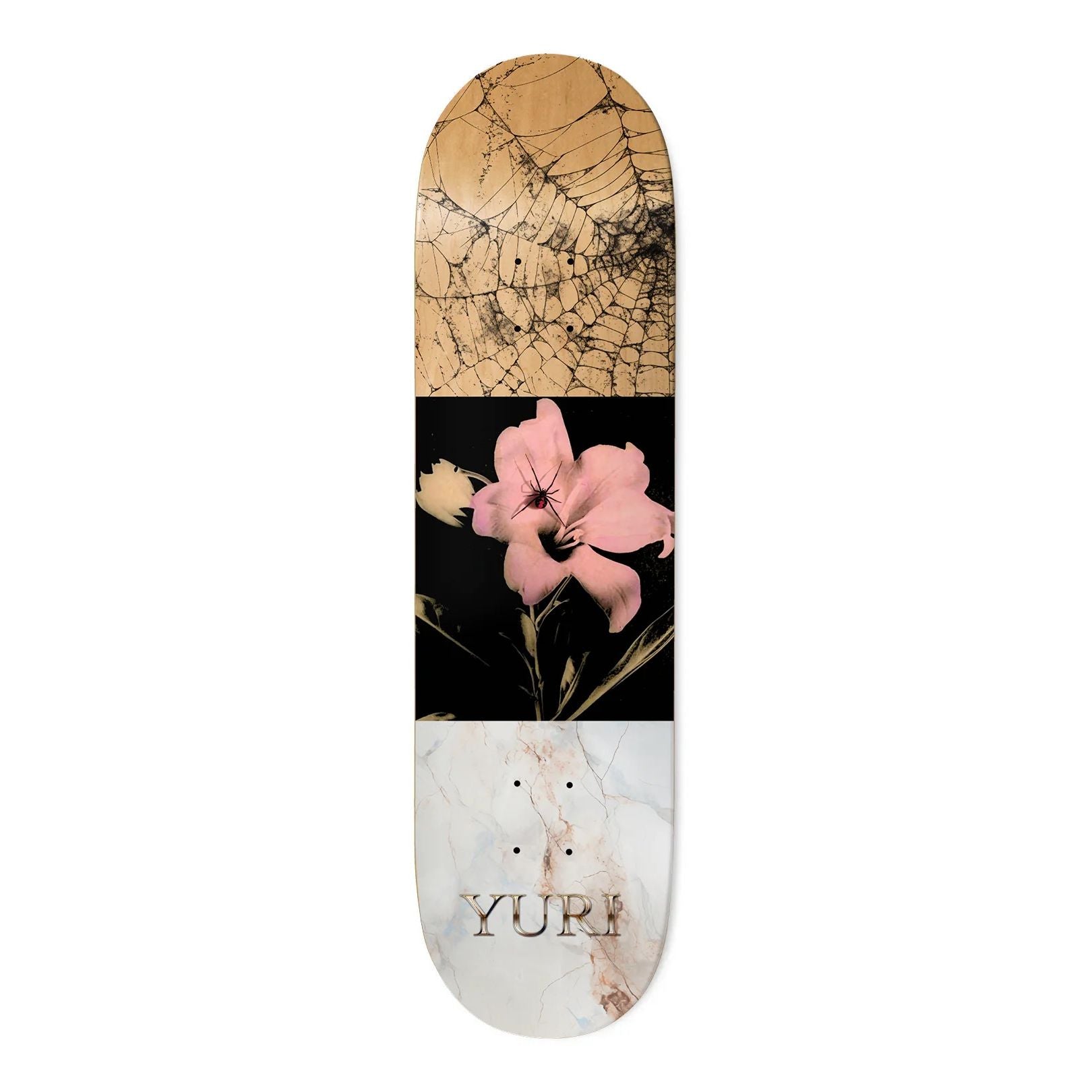 "Deathwish Yuri Facchini Memorial Deck 8.125 — art by BOW3RY, DW mellow concave, 100% hard rock Canadian maple"