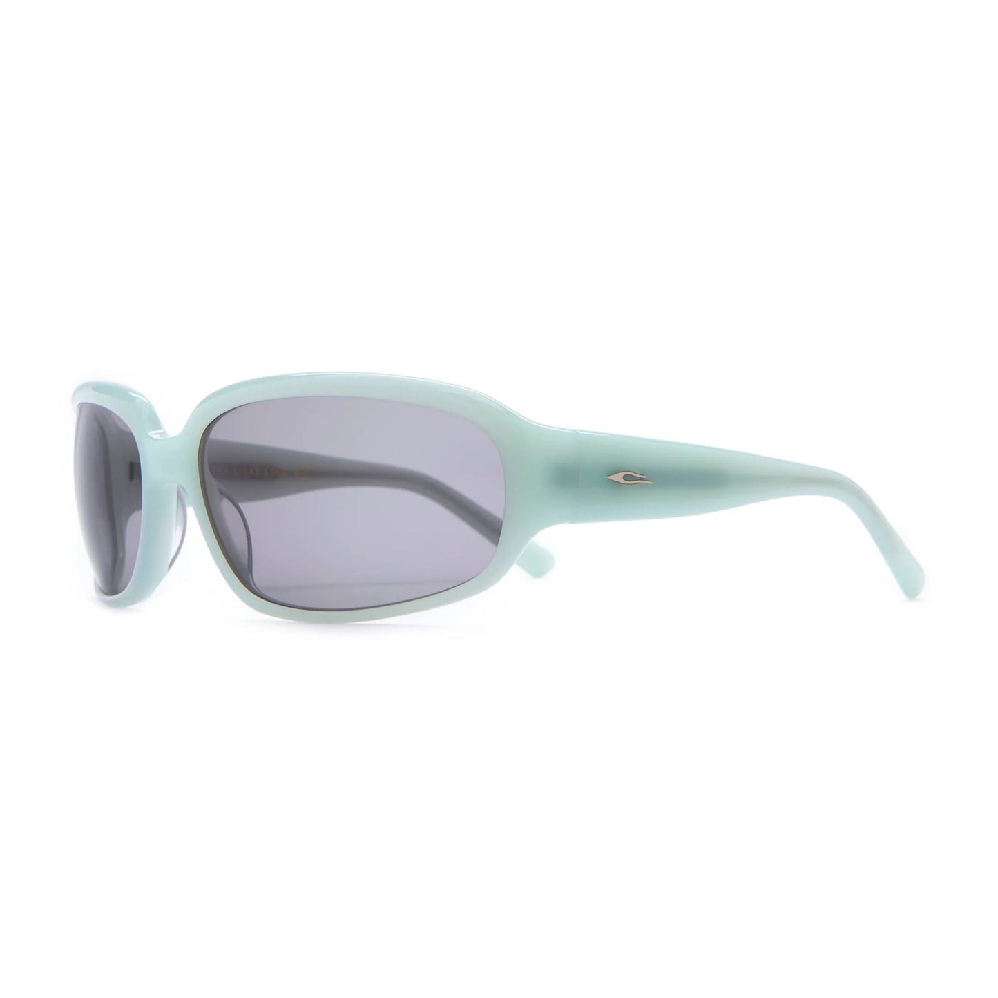 Crap Eyewear Stone Echo in Aqua Bio/Medium Smoke — bioacetate fashion wraparound, CR-39 lenses, 100% UV protection, spring hinges, wire cores, Rx-ready