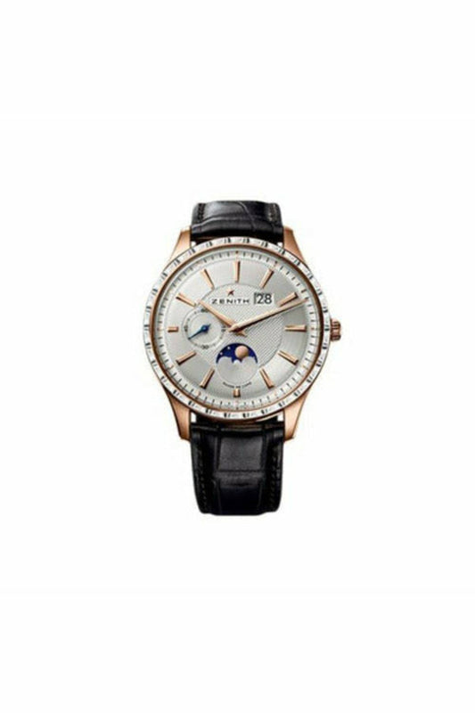 zenith elite captain moonphase 18kt rose gold 40mm men's watch