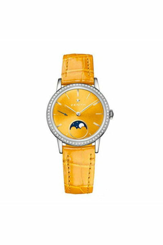zenith elite lady moonphase yellow lacquered 33mm ladies watch ref. 16.2331.692/74.c815